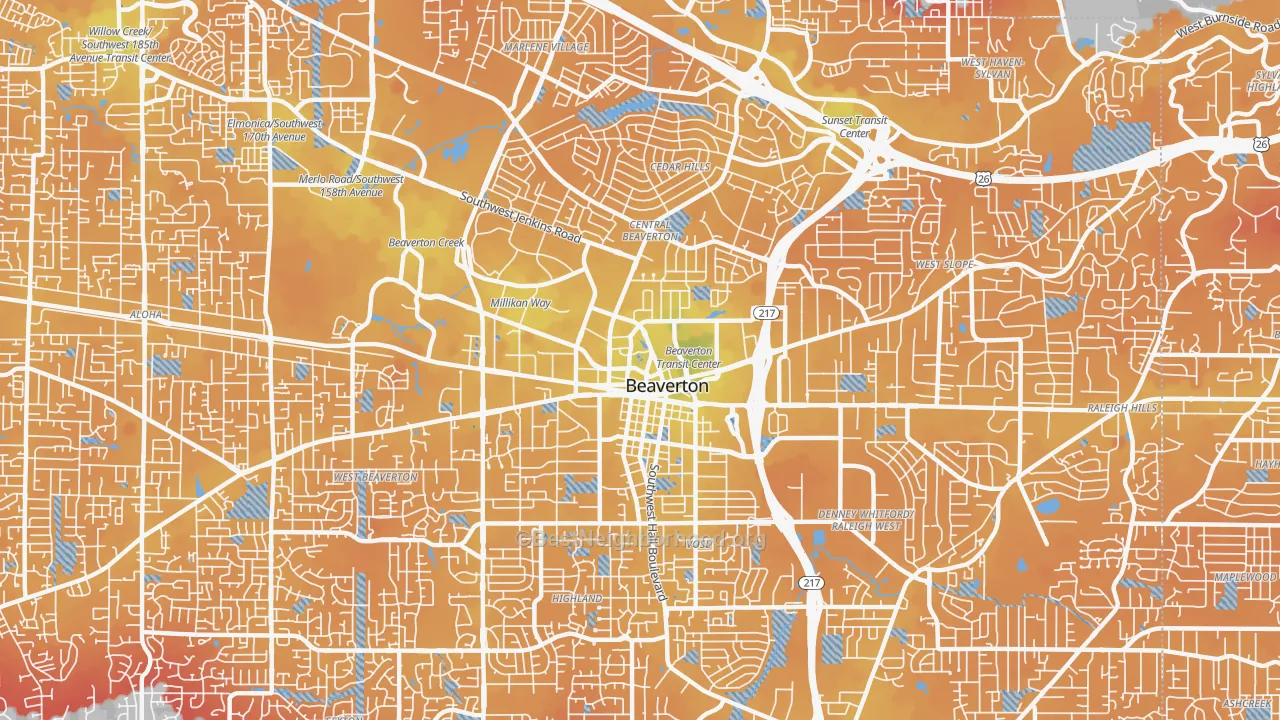 Transit Grade map of 97005, OR