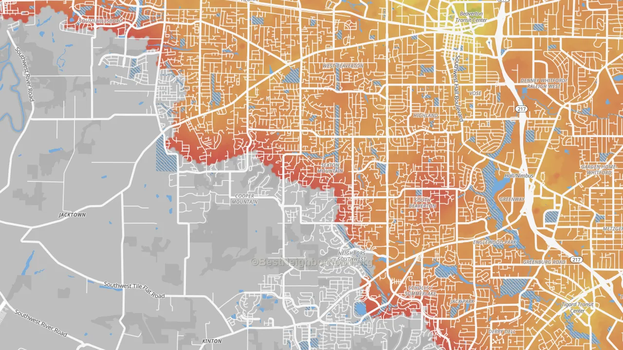 Transit Grade map of 97007, OR