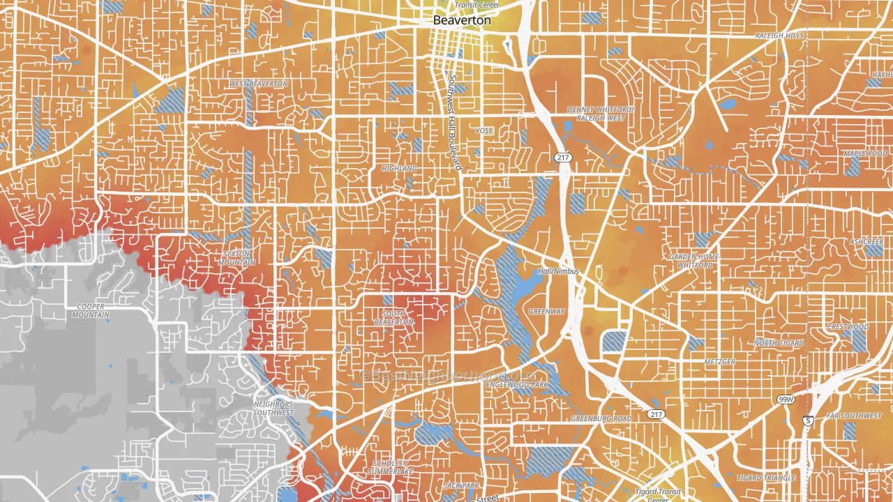 Transit Grade map of 97008, OR