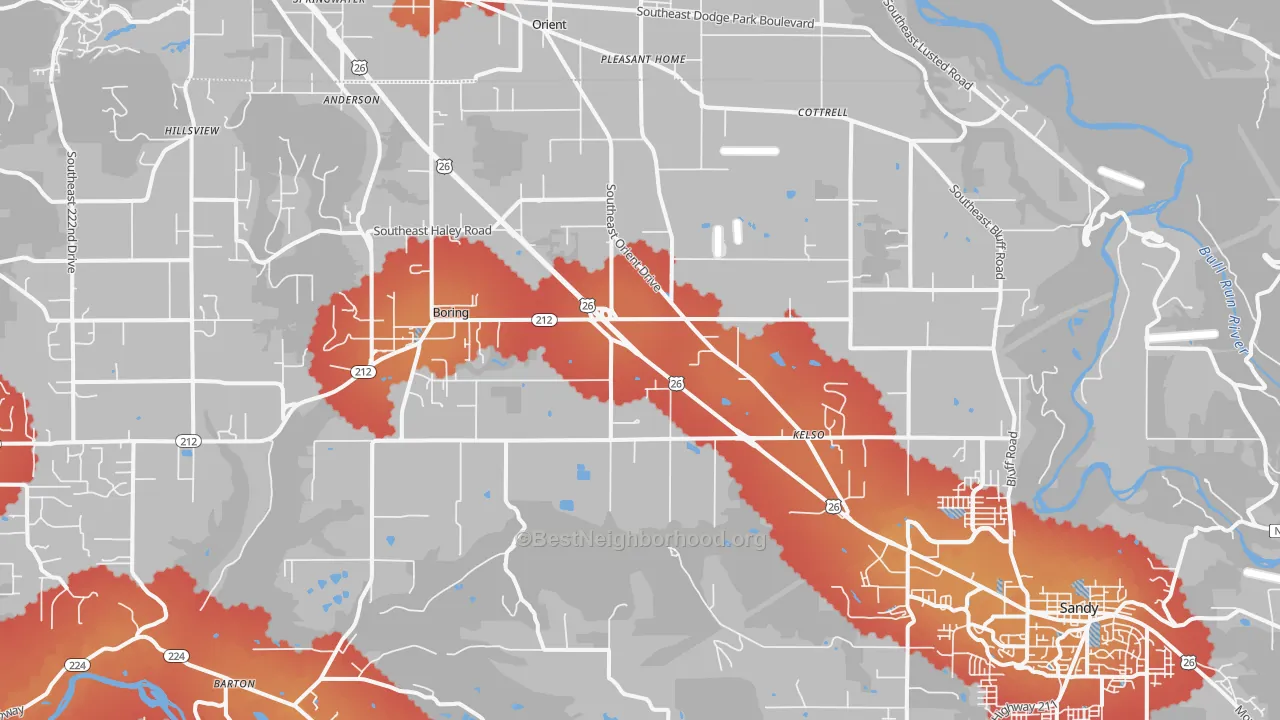 Transit Grade map of 97009, OR