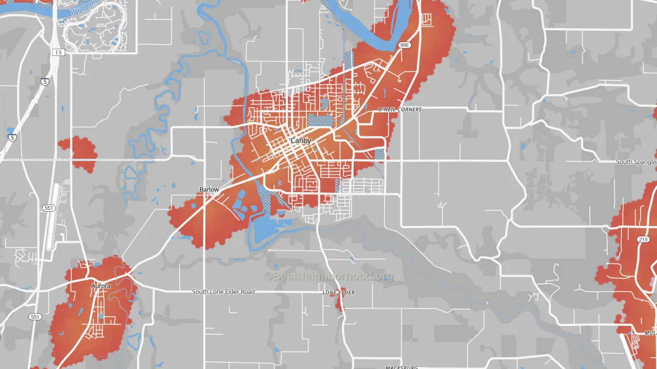Transit Grade map of 97013, OR