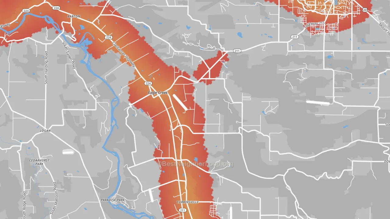 Transit Grade map of 97022, OR