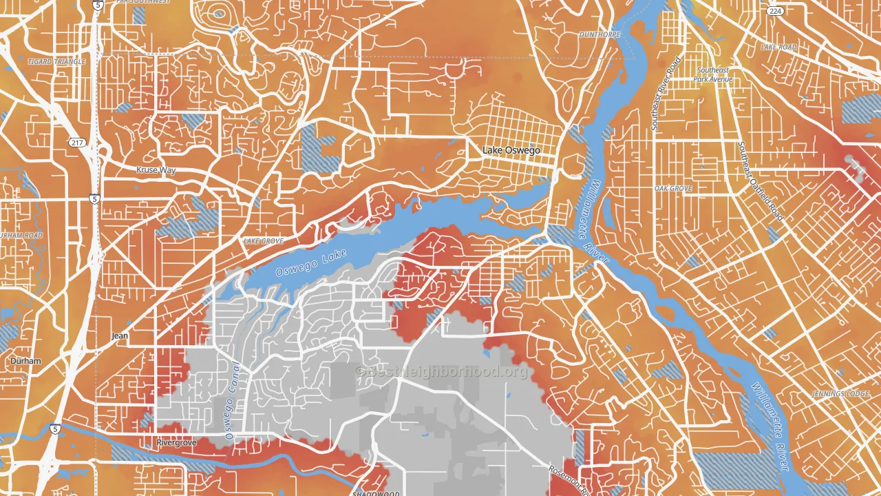 Transit Grade map of 97034, OR