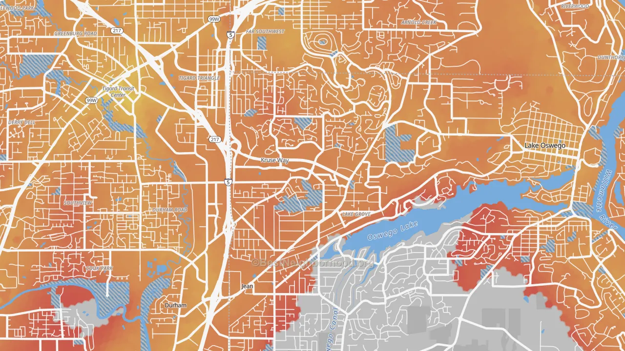 Transit Grade map of 97035, OR