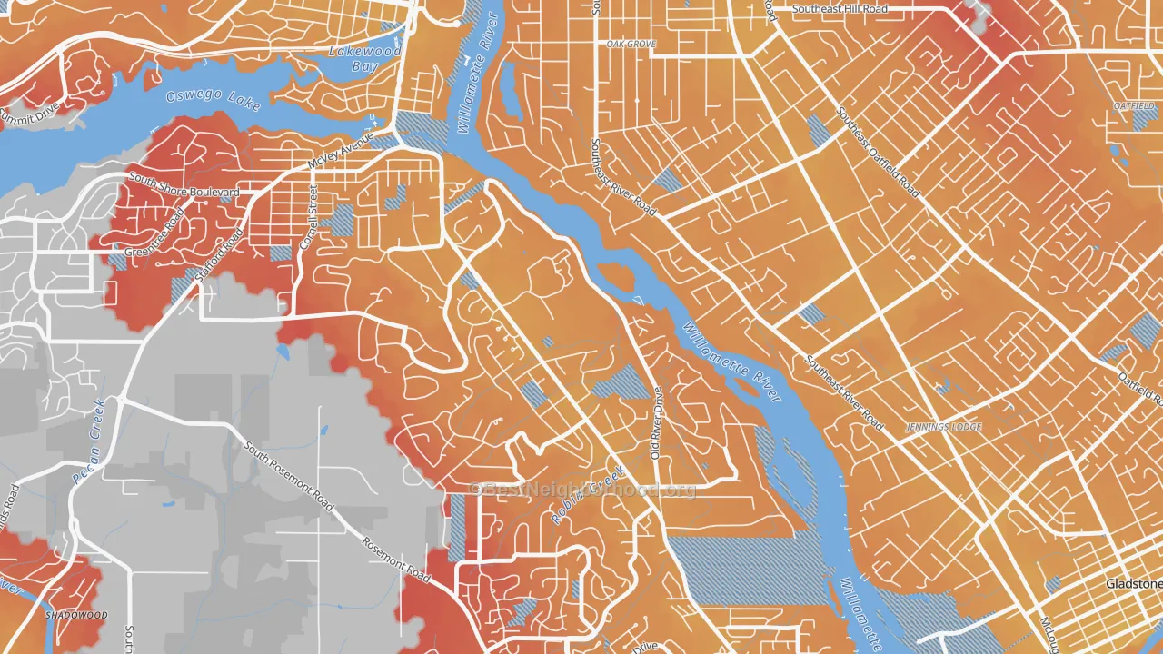 Transit Grade map of 97036, OR