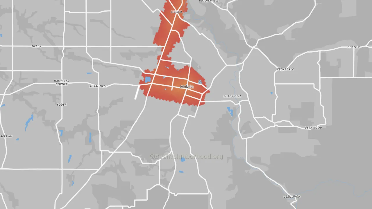 Transit Grade map of 97038, OR