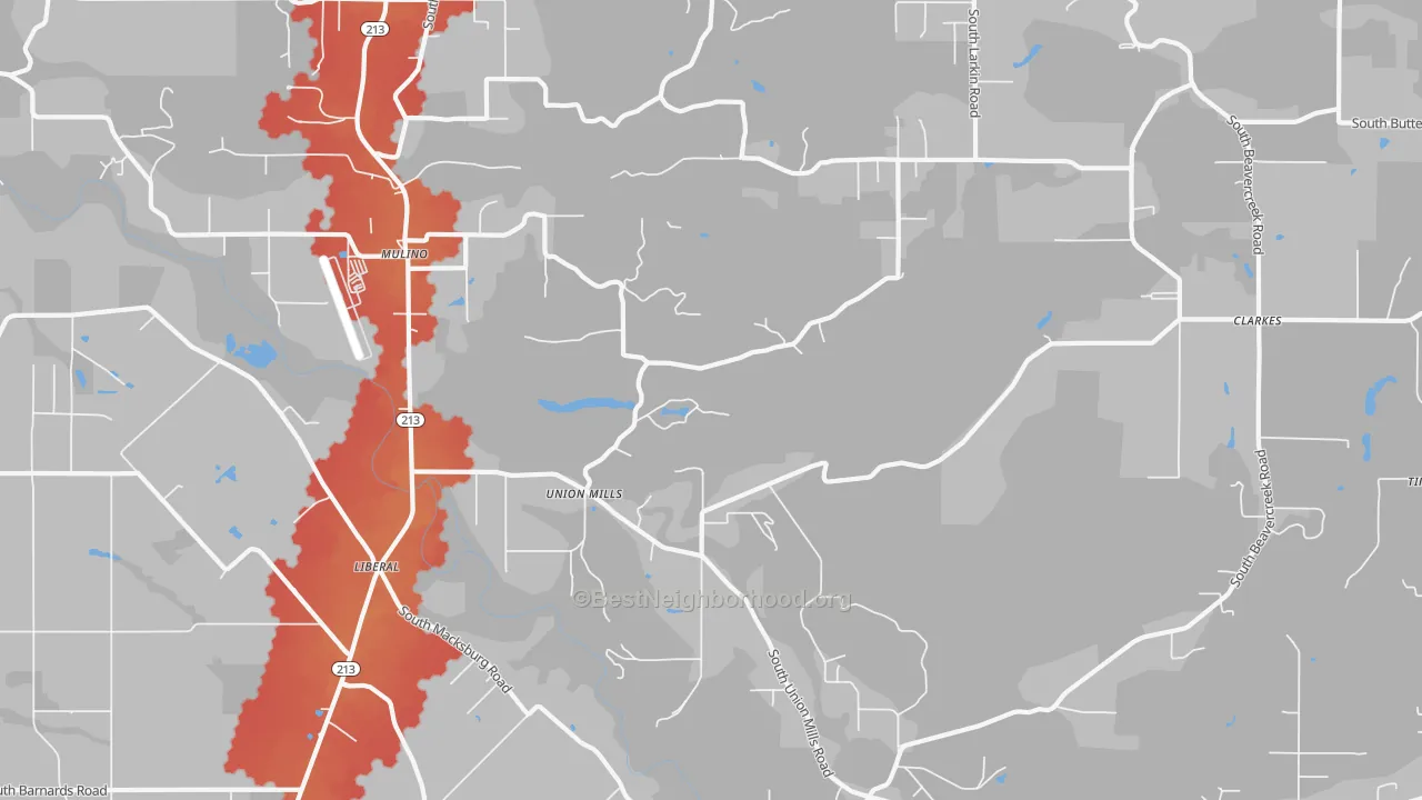 Transit Grade map of 97042, OR