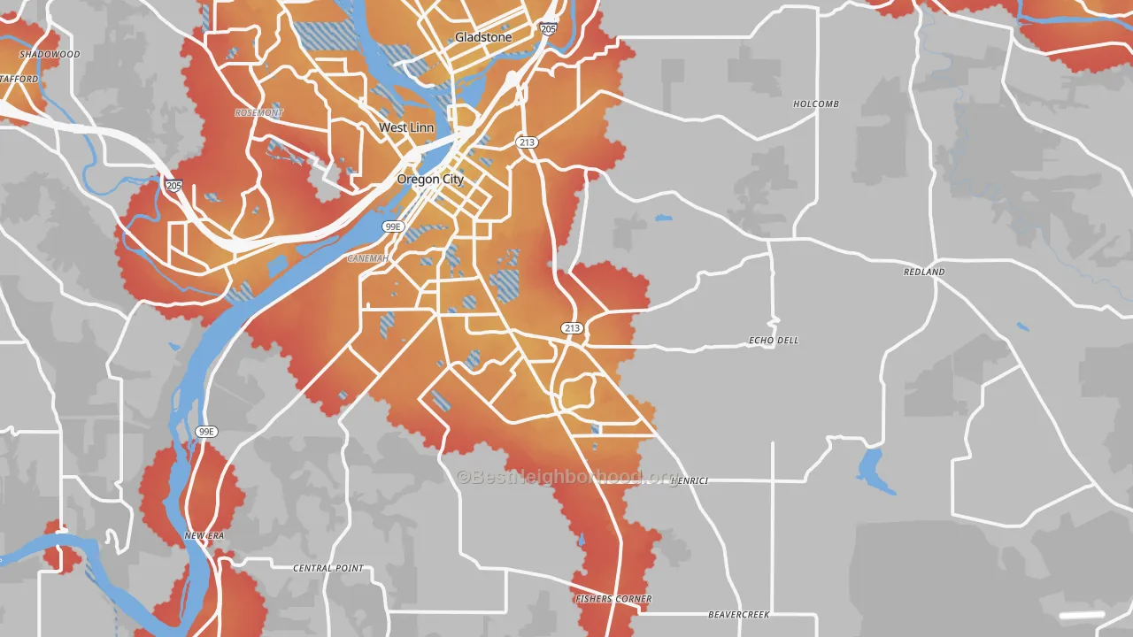 Transit Grade map of 97045, OR