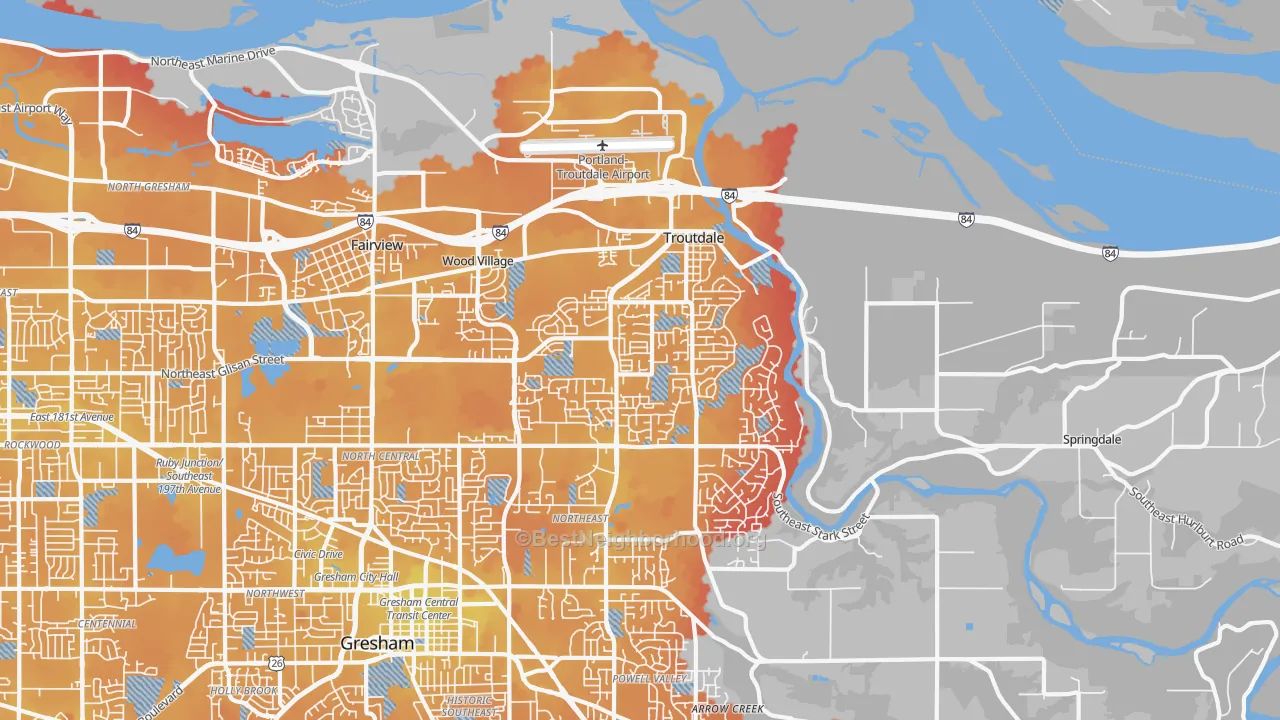 Transit Grade map of 97060, OR