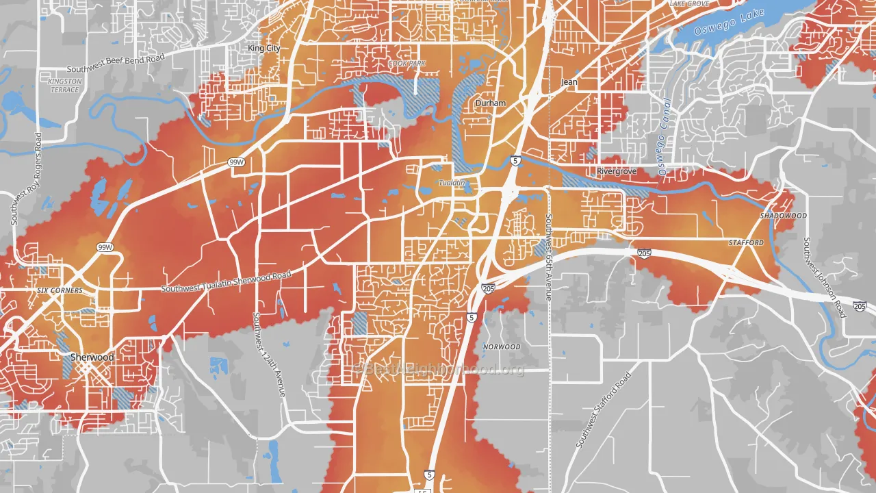 Transit Grade map of 97062, OR