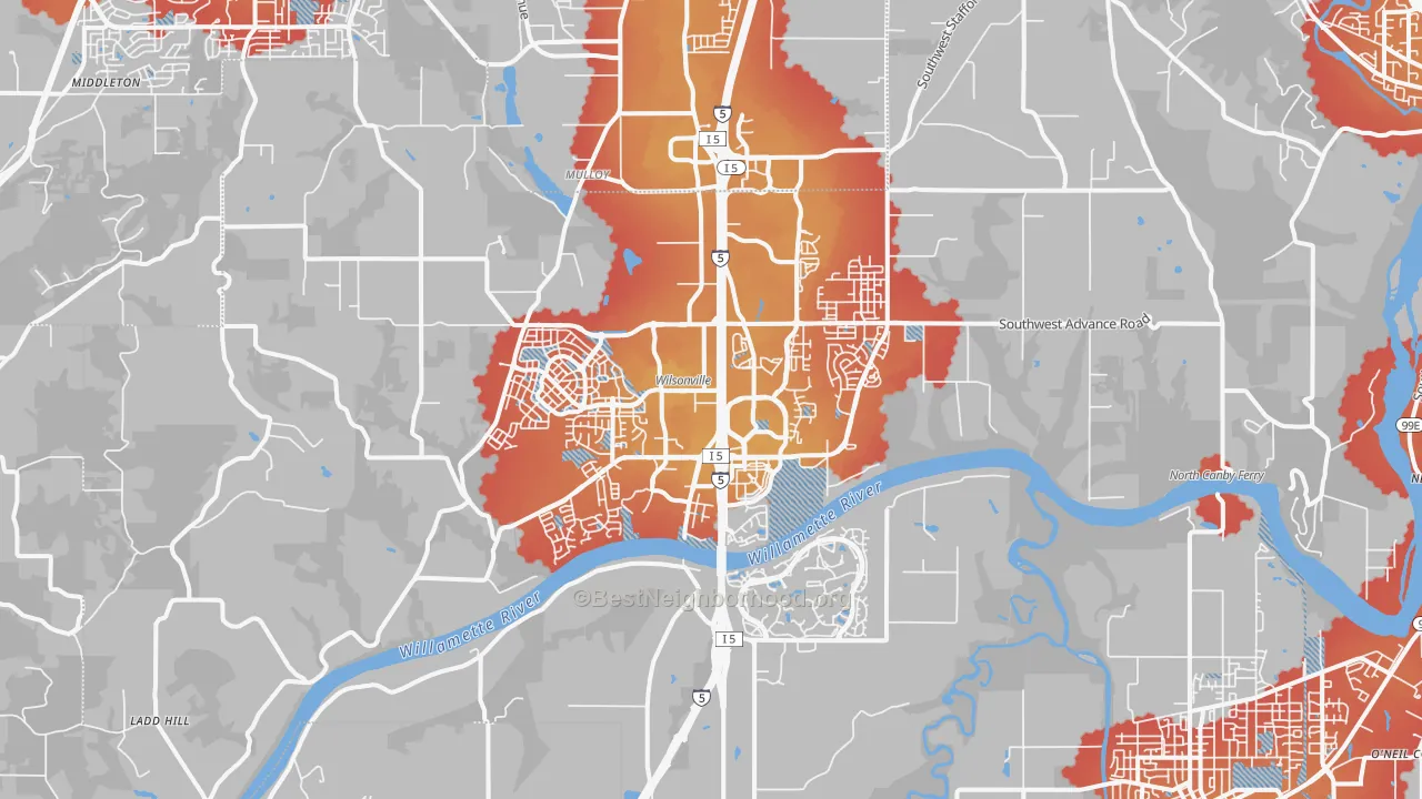 Transit Grade map of 97070, OR