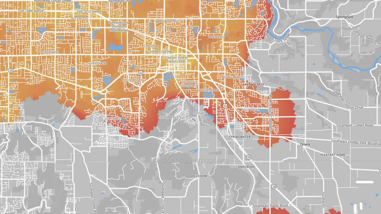 Transit Grade map of 97080, OR