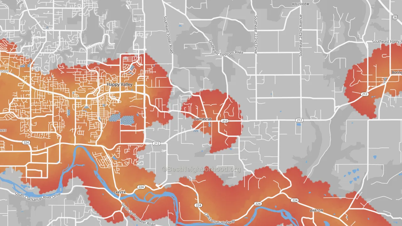 Transit Grade map of 97089, OR