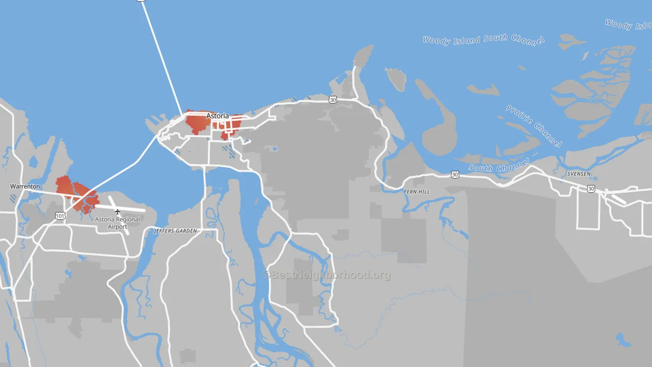 Transit Grade map of 97103, OR