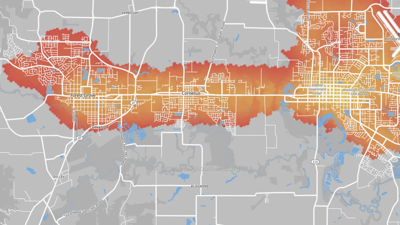 Transit Grade map of 97113, OR