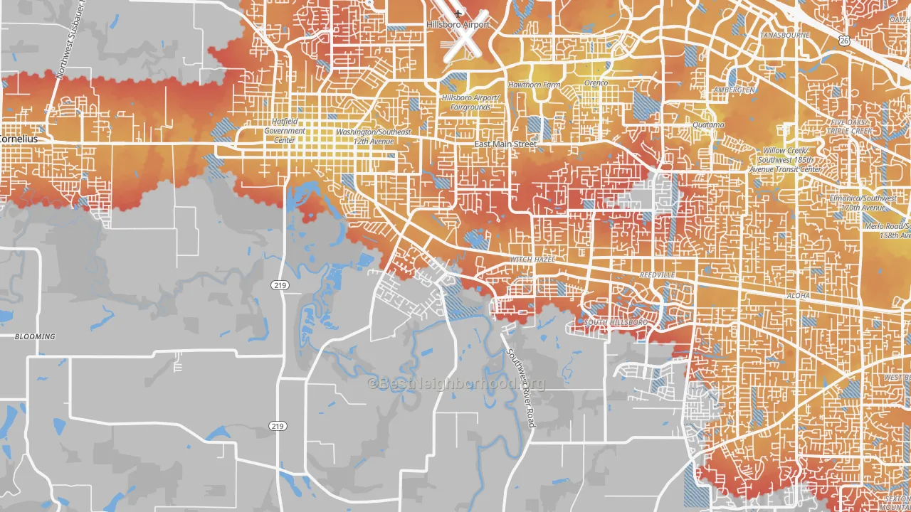 Transit Grade map of 97123, OR