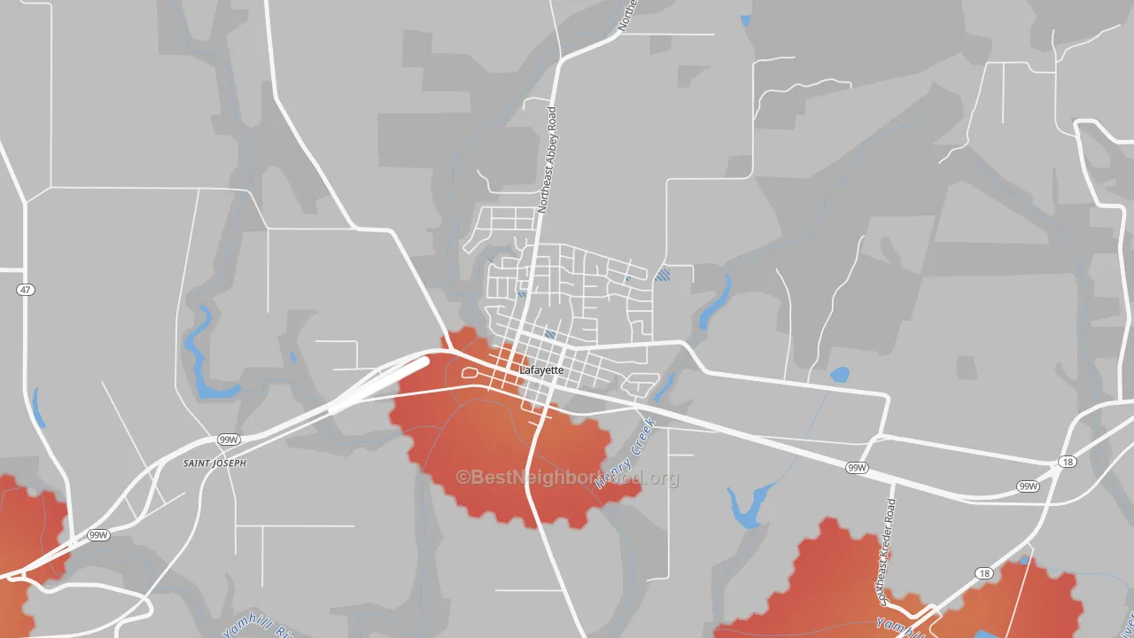 Transit Grade map of 97127, OR