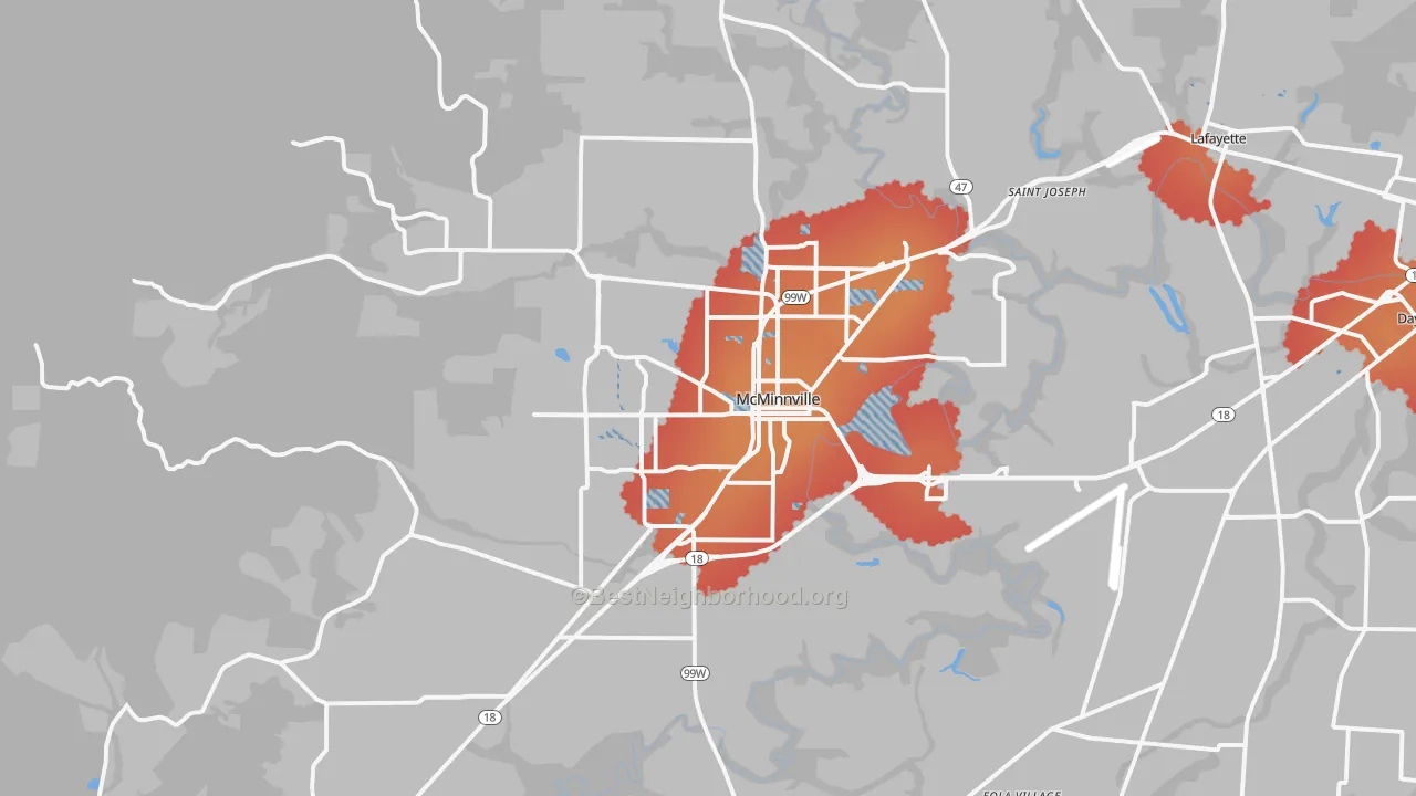 Transit Grade map of 97128, OR