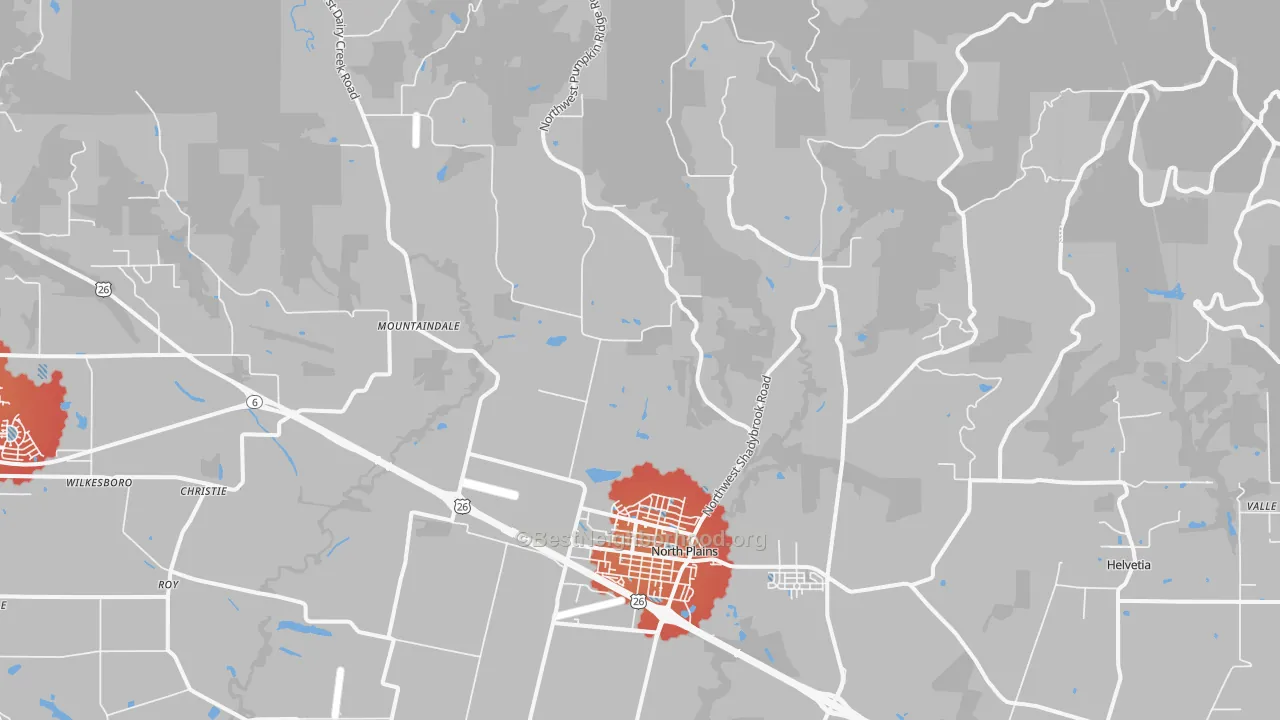 Transit Grade map of 97133, OR