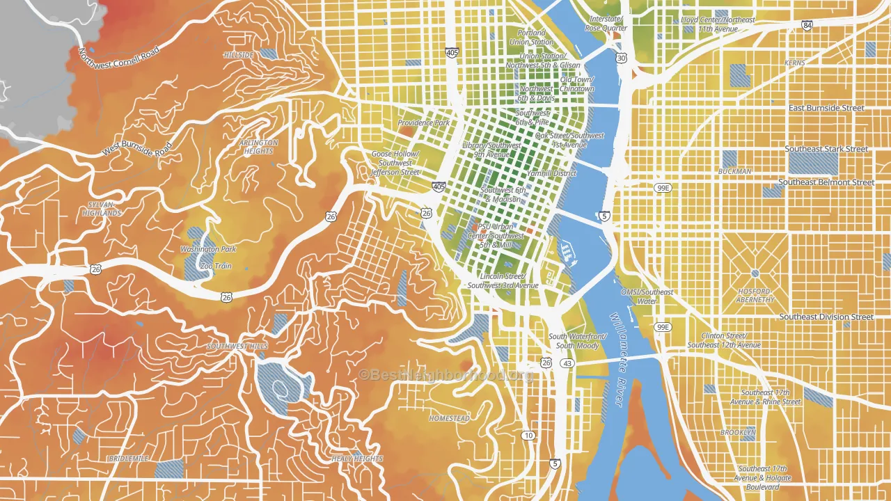Transit Grade map of 97201, OR