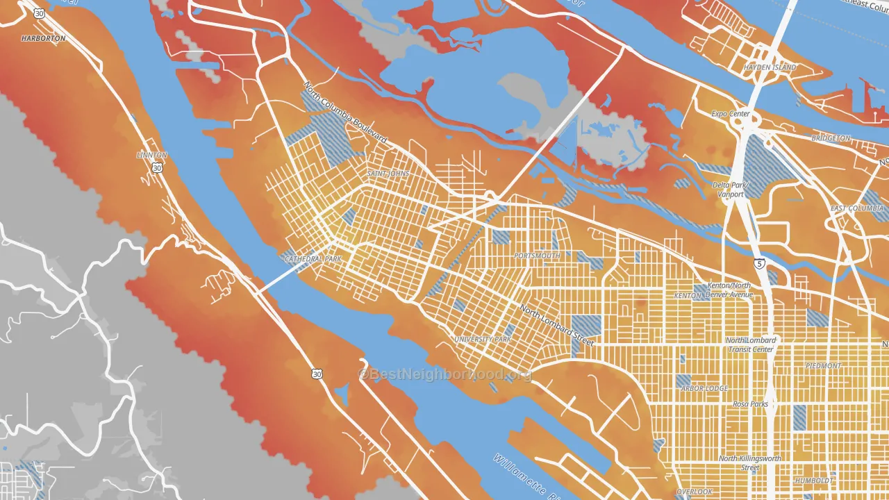 Transit Grade map of 97203, OR