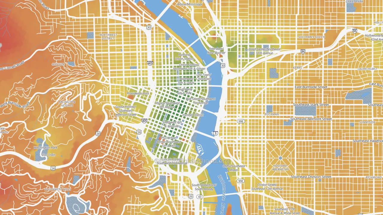 Transit Grade map of 97204, OR