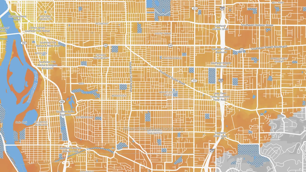 Transit Grade map of 97206, OR