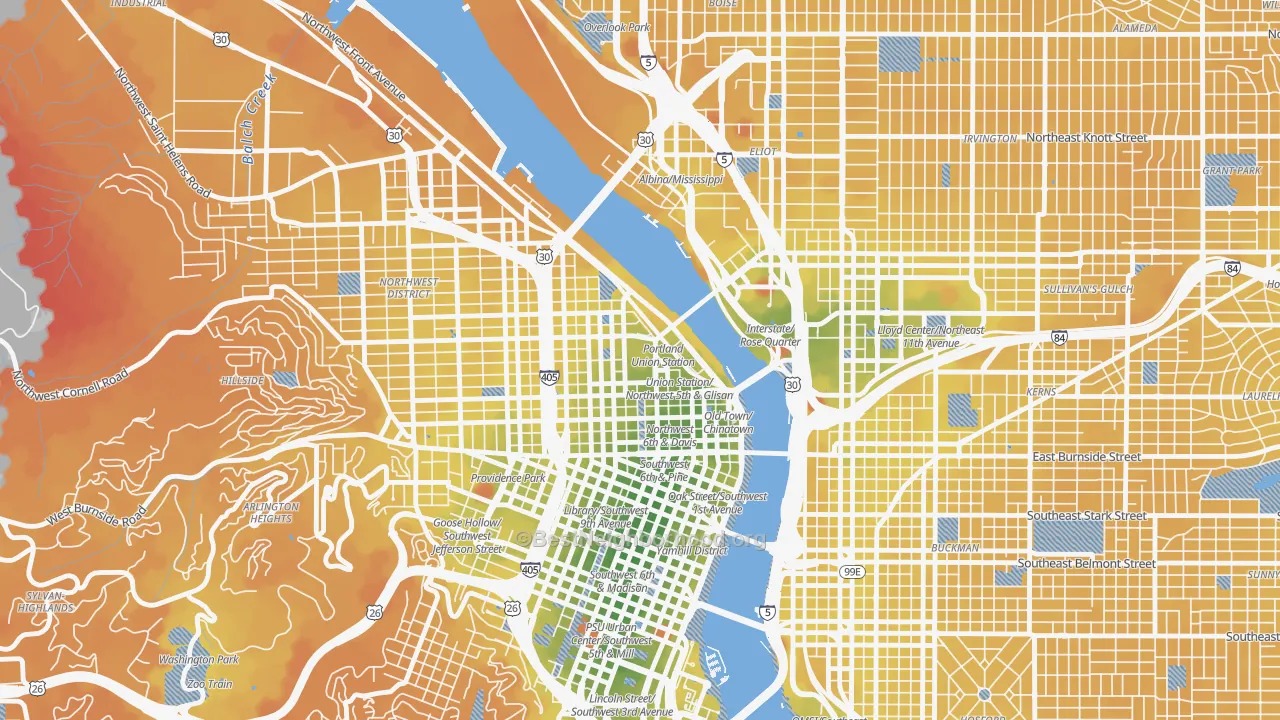 Transit Grade map of 97208, OR