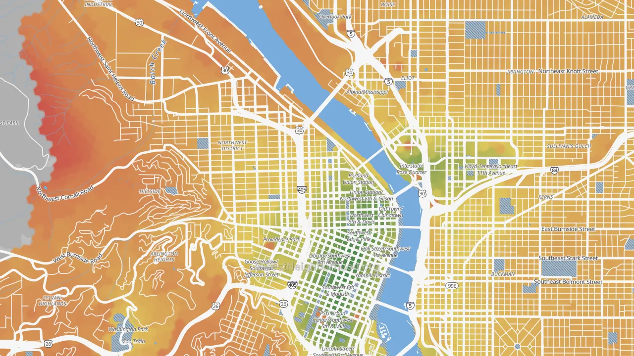 Transit Grade map of 97209, OR