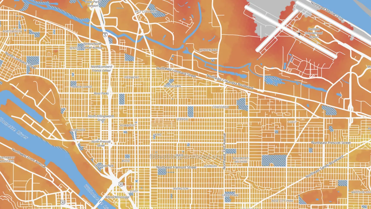Transit Grade map of 97211, OR
