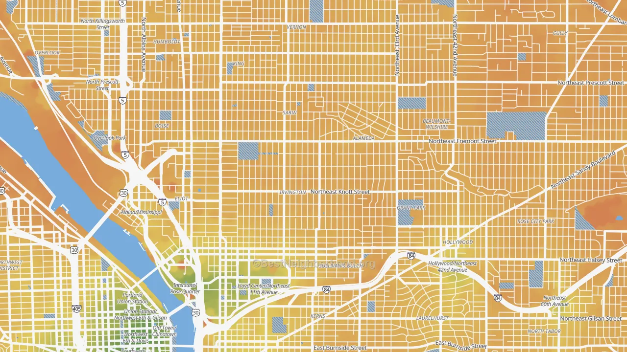 Transit Grade map of 97212, OR