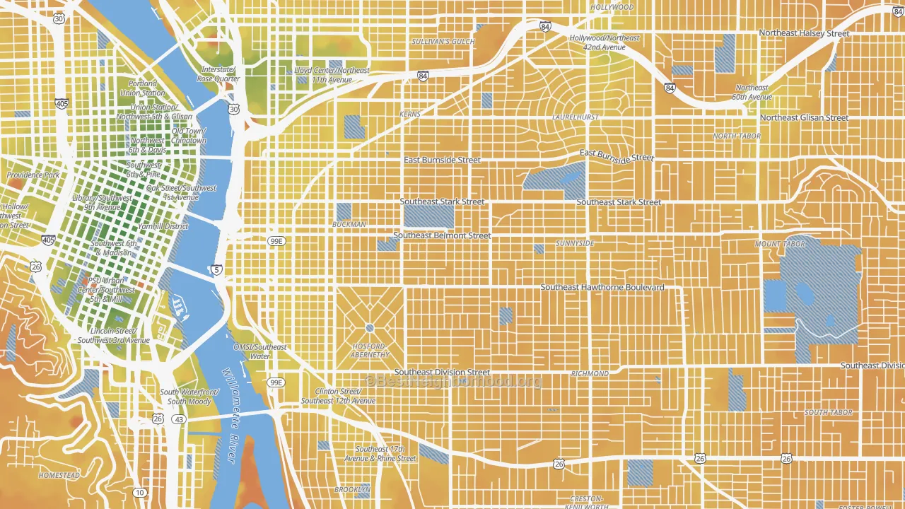 Transit Grade map of 97214, OR