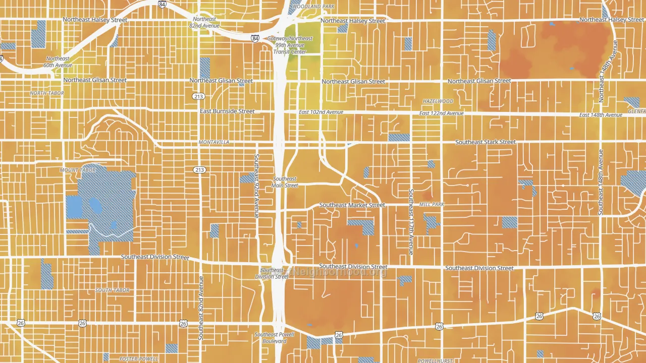 Transit Grade map of 97216, OR