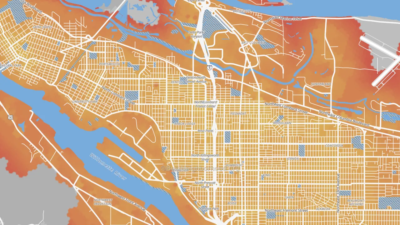 Transit Grade map of 97217, OR