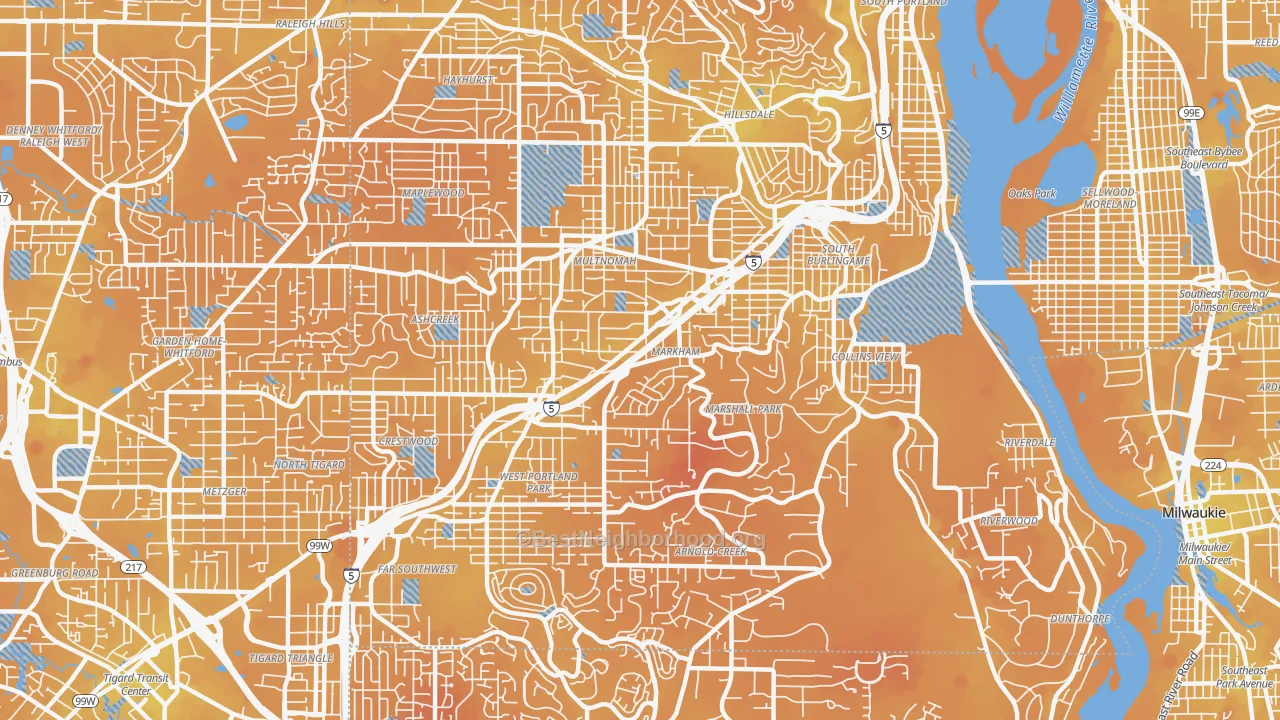 Transit Grade map of 97219, OR