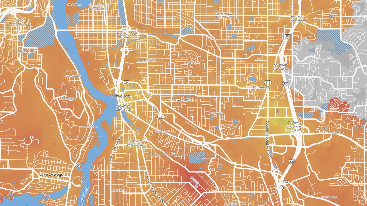 Transit Grade map of 97222, OR