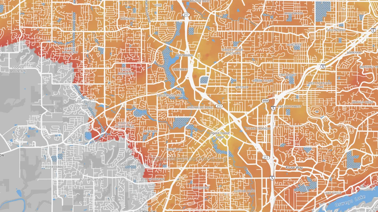 Transit Grade map of 97223, OR