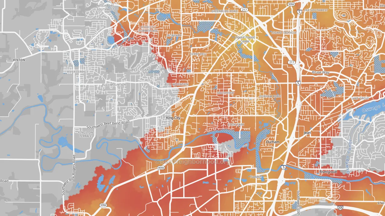 Transit Grade map of 97224, OR