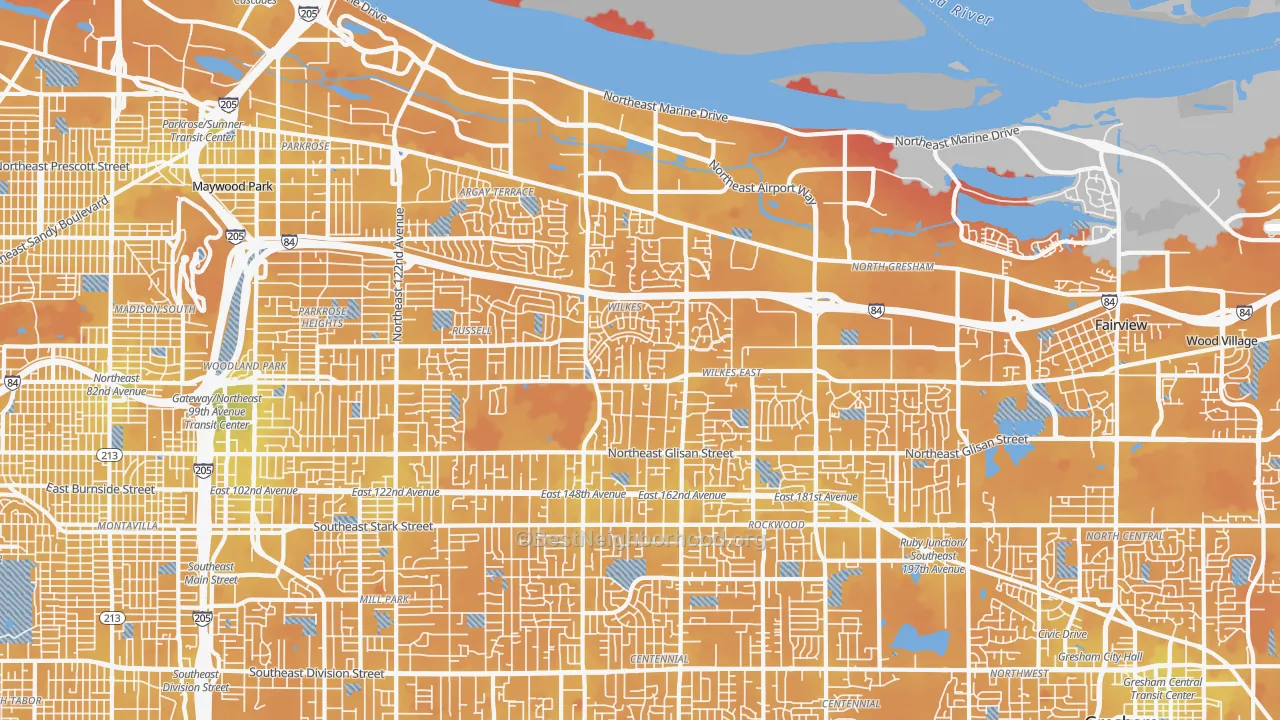 Transit Grade map of 97230, OR