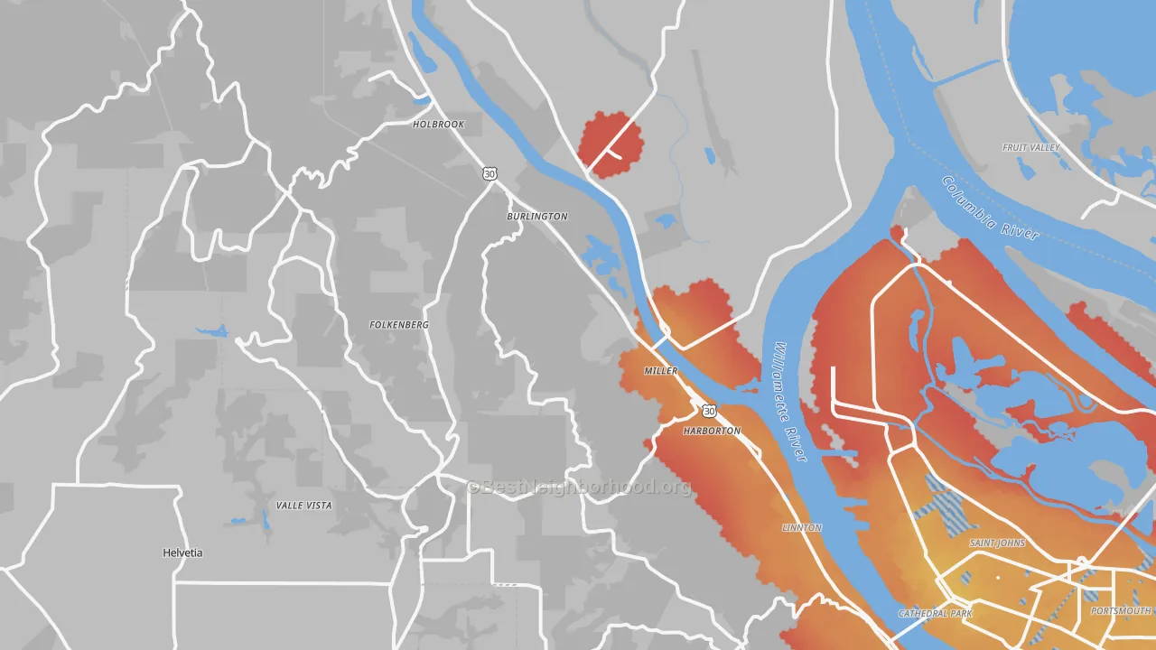 Transit Grade map of 97231, OR