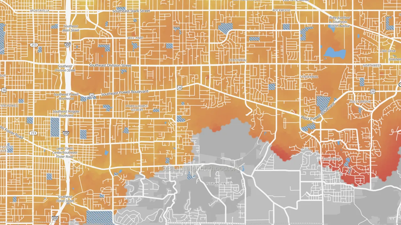 Transit Grade map of 97236, OR