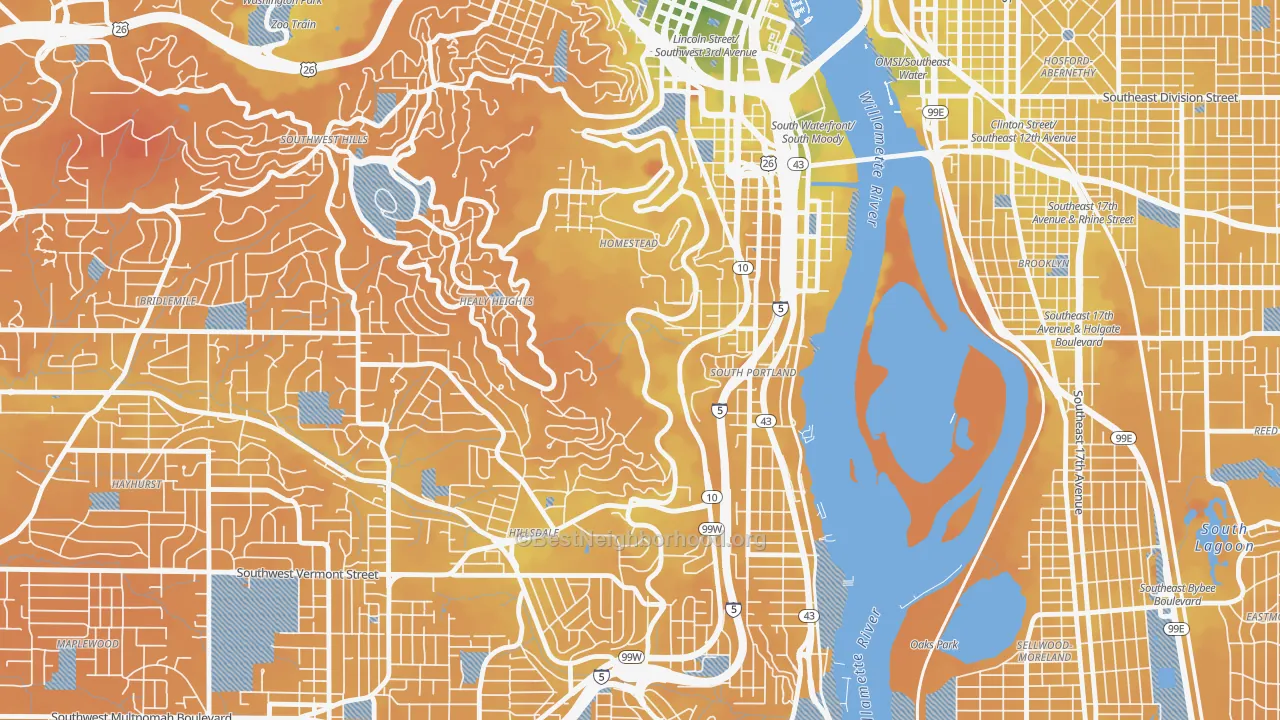 Transit Grade map of 97239, OR