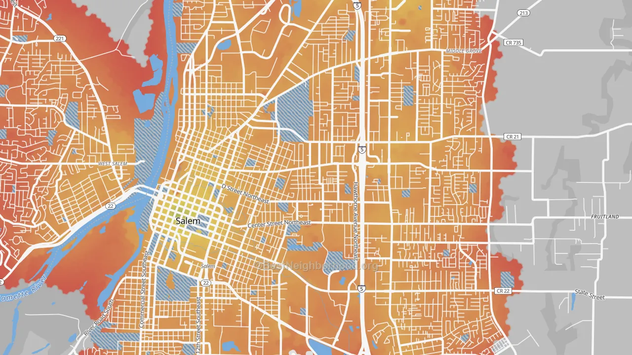 Transit Grade map of 97301, OR