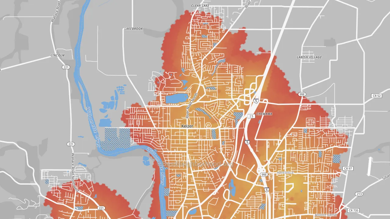 Transit Grade map of 97303, OR