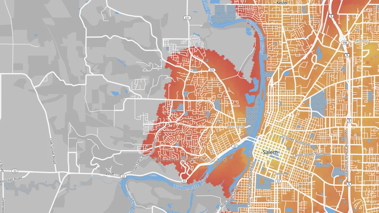 Transit Grade map of 97304, OR