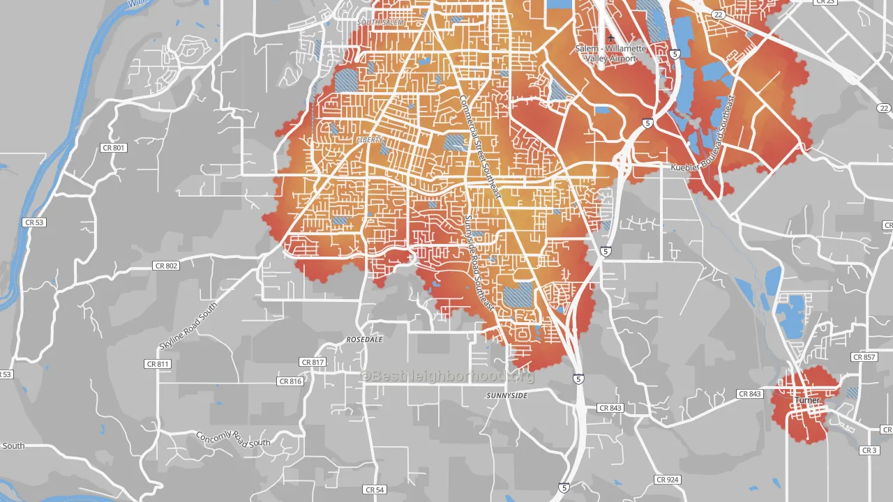 Transit Grade map of 97306, OR