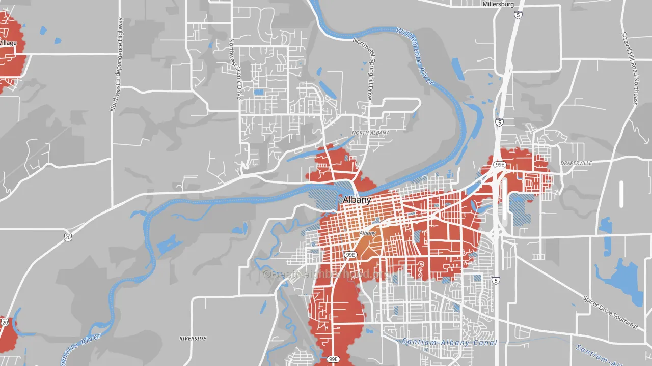 Transit Grade map of 97321, OR