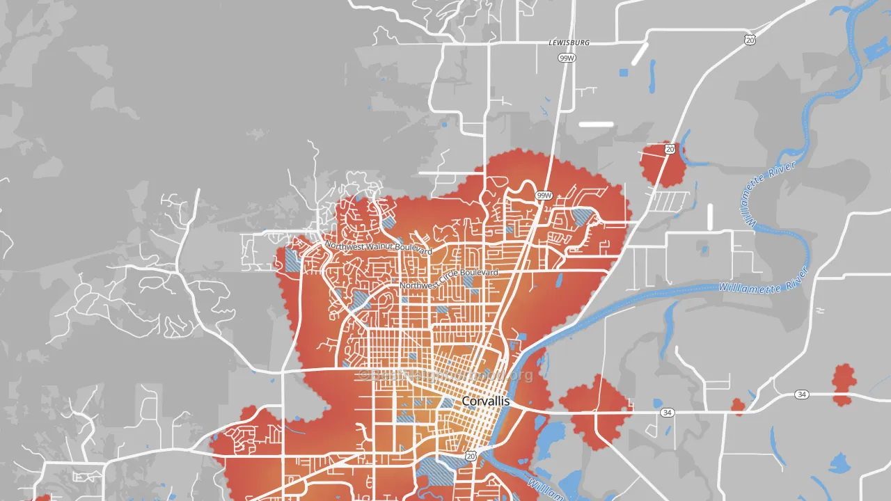 Transit Grade map of 97330, OR