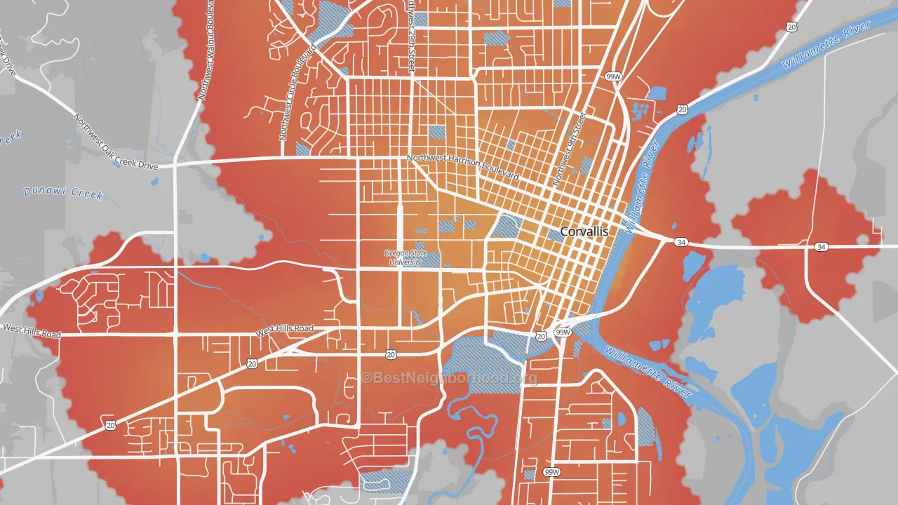 Transit Grade map of 97331, OR