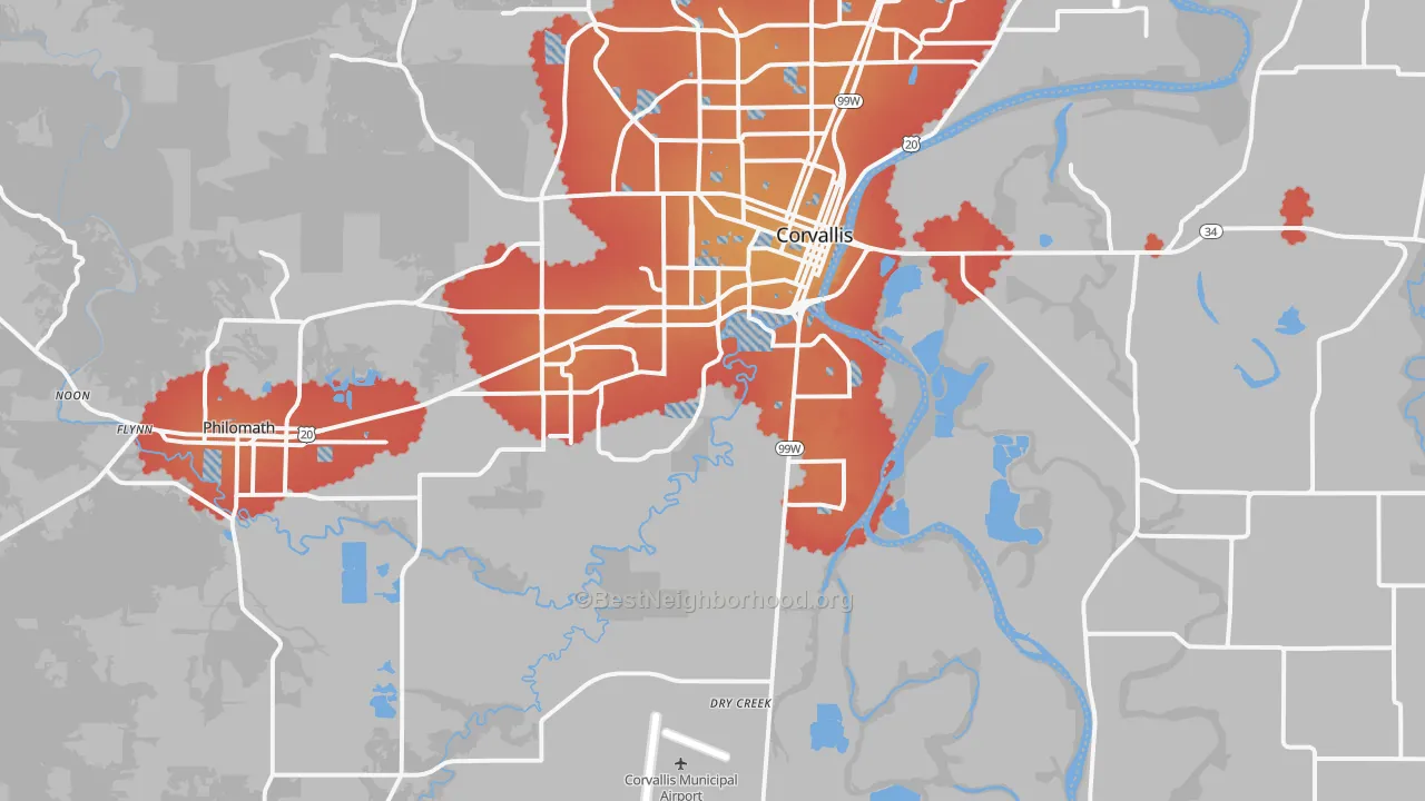 Transit Grade map of 97333, OR